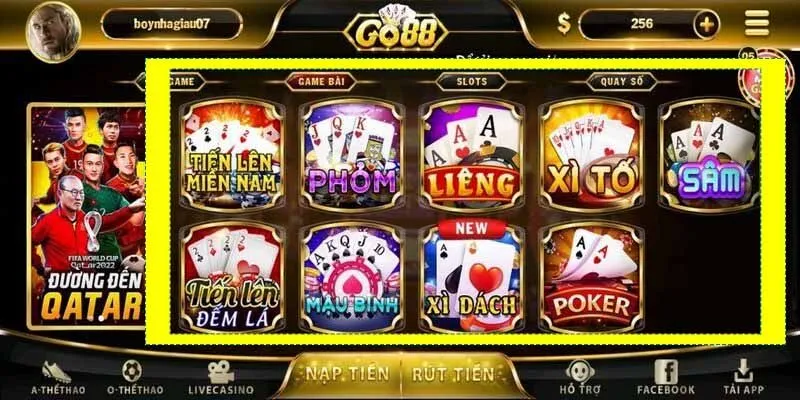 Các game đánh bài Go88 phổ biến nhất hiện nay