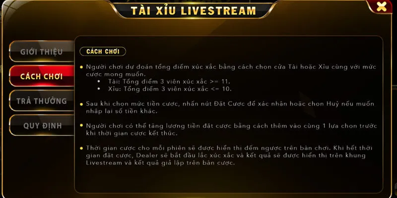 Bí kíp đặt cược Tài Xỉu Livestream Go88 có lợi nhuận