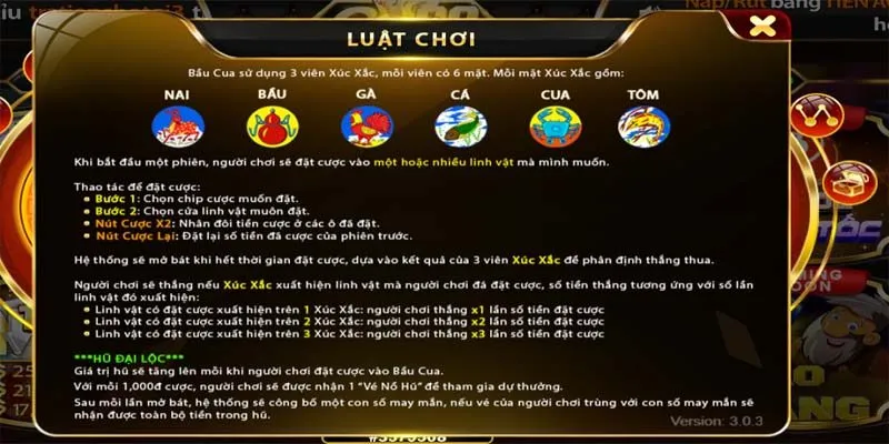 Tìm hiểu luật chơi Bầu Cua Mini Go88 