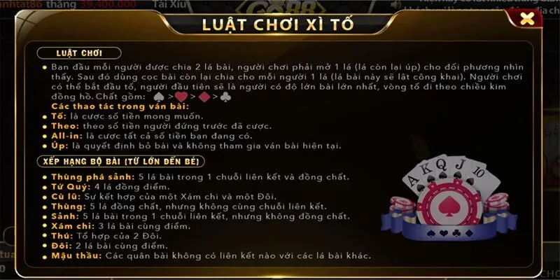 Luật chơi xì tố Go88 như thế nào